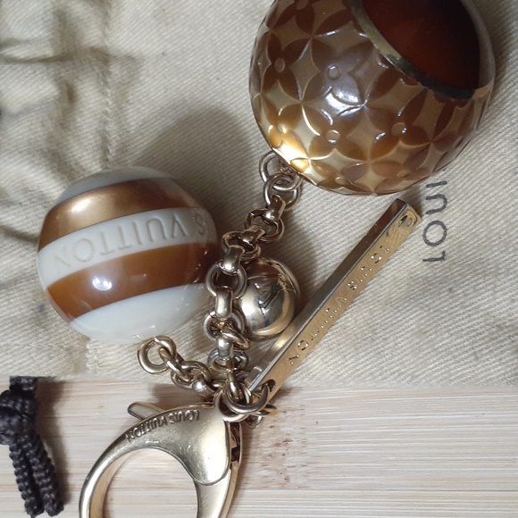 LOUIS VUITTON BIJOUX SAC MINI LIN CROOSETTE KEYCHAIN BAG CHARM - Picture 5 of 7